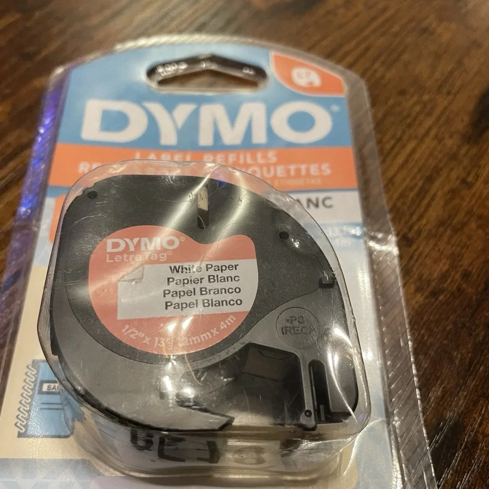 ✅DYMO LetraTag Refills 2 Pack White Paper Label Tape 12mm x 4m #️⃣0518